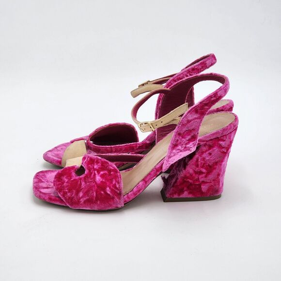 Dries Van Noten Pink Velvet Sandal Heels Size 37.5 EU - Picture 4 of 12